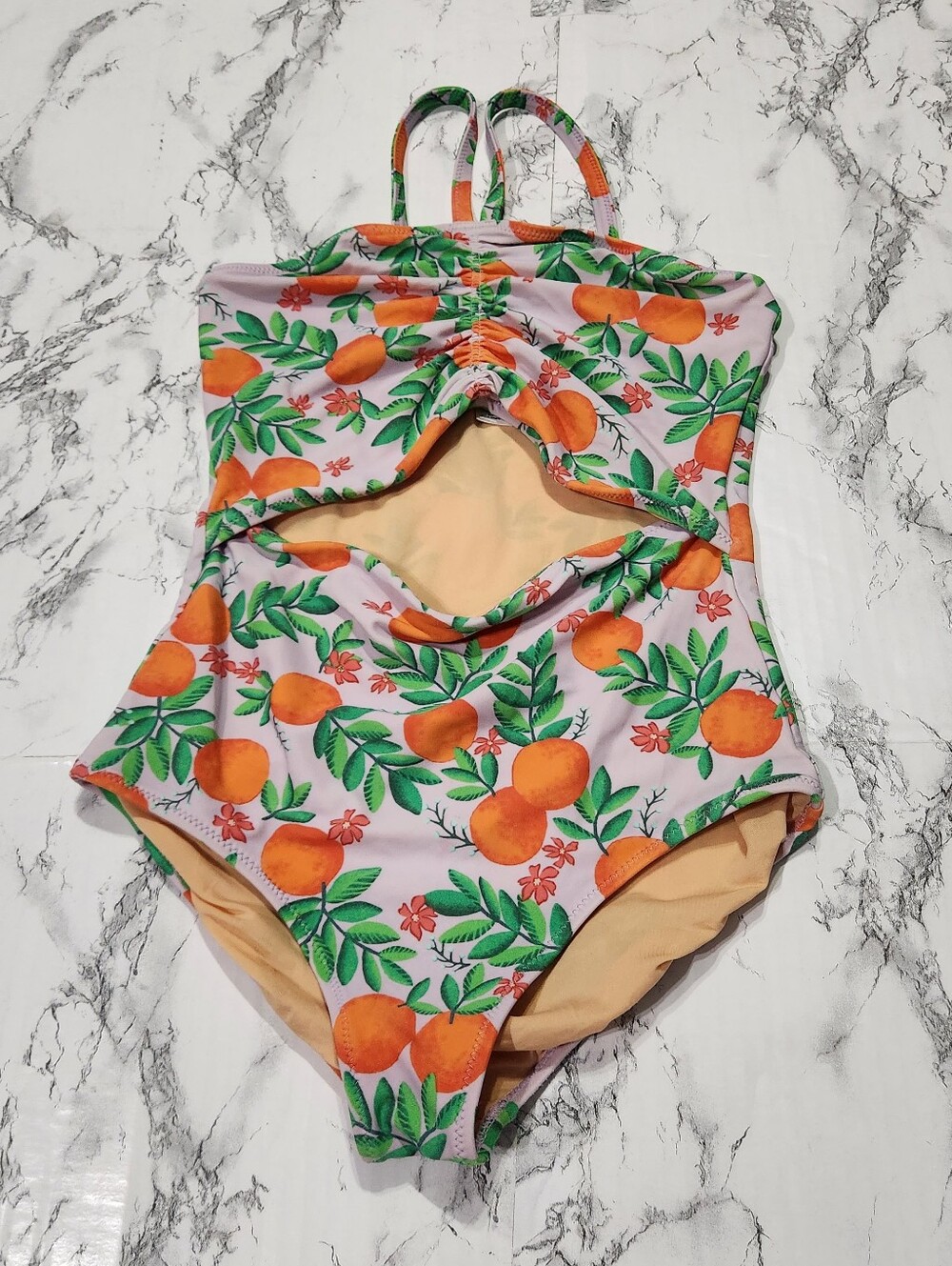 💘 Crewcuts Girls Orange Print One-Piece Swimsuit